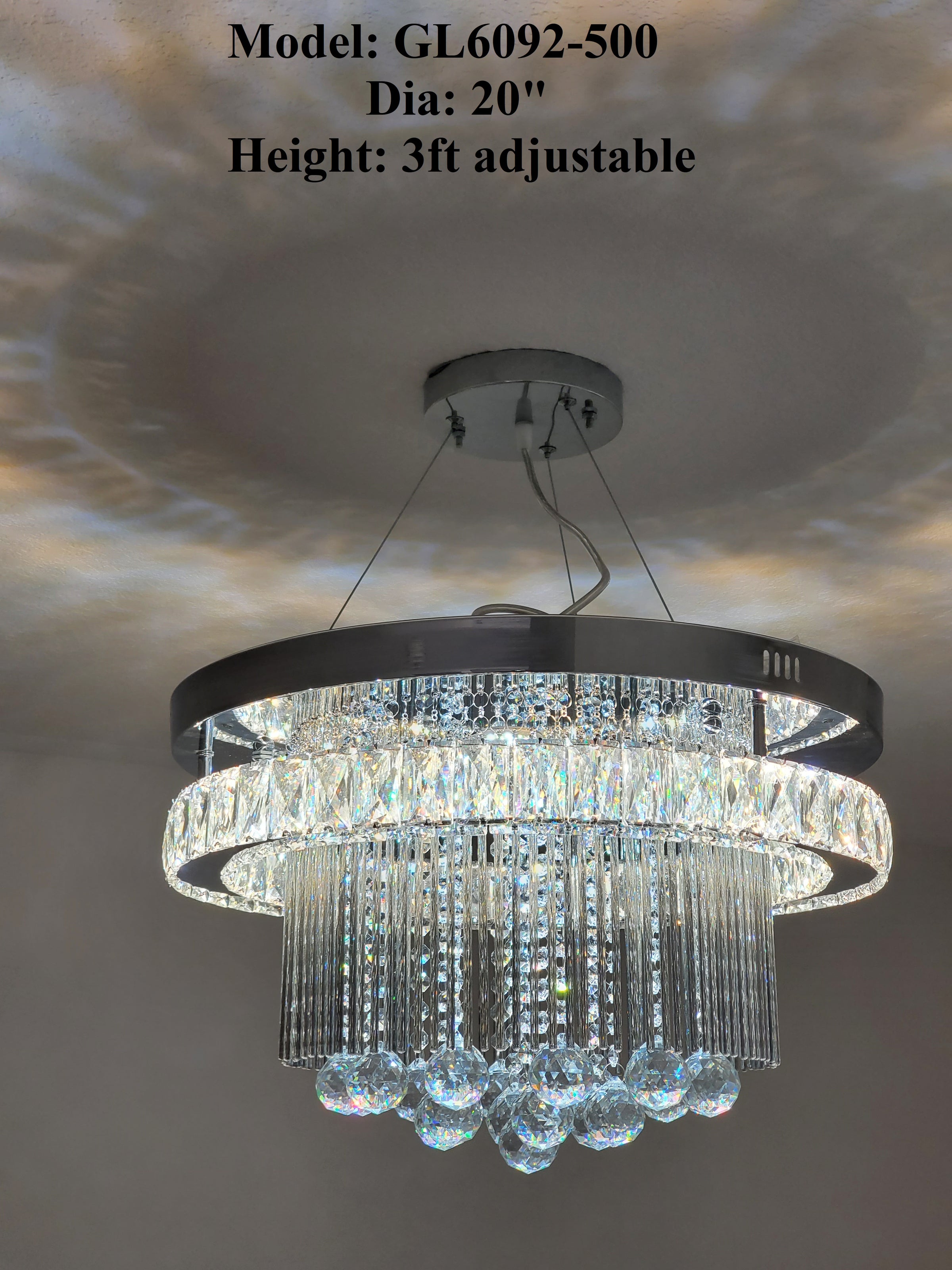 GL6092-500 Round Hanging 3 Colors Changing Chandelier | Glorious Lightings